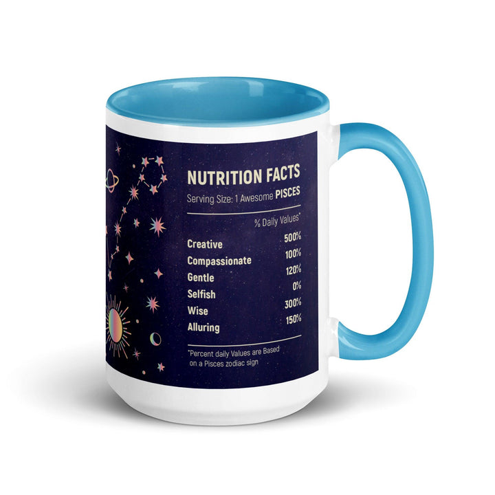 Pisces Mug with Color Inside - Blue / 15 oz - ArtyKoala