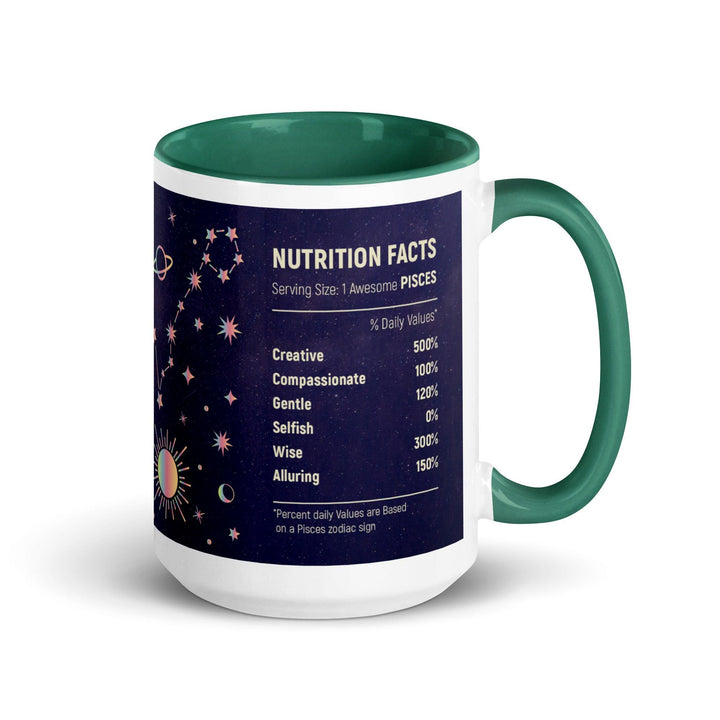 Pisces Mug with Color Inside - Dark green / 15 oz - ArtyKoala