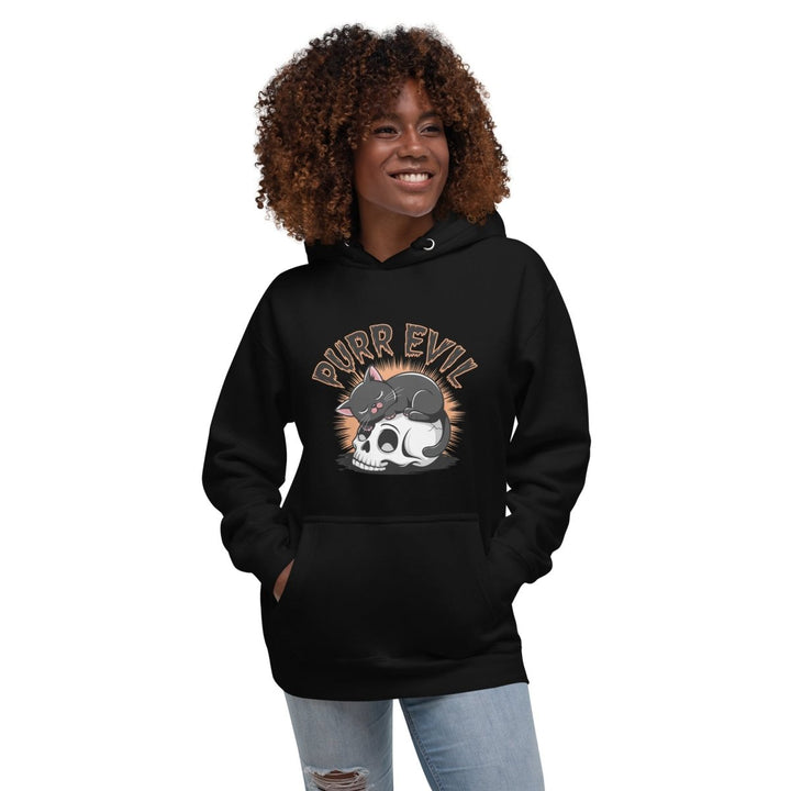Purr Evil Graphic Hoodie - Black - S - ArtyKoala