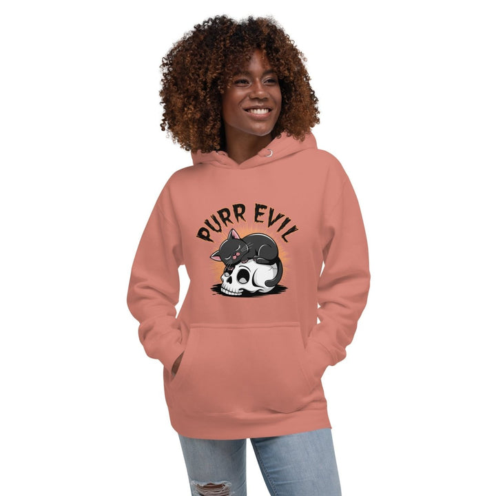 Purr Evil Graphic Hoodie - Dusty Rose - S - ArtyKoala