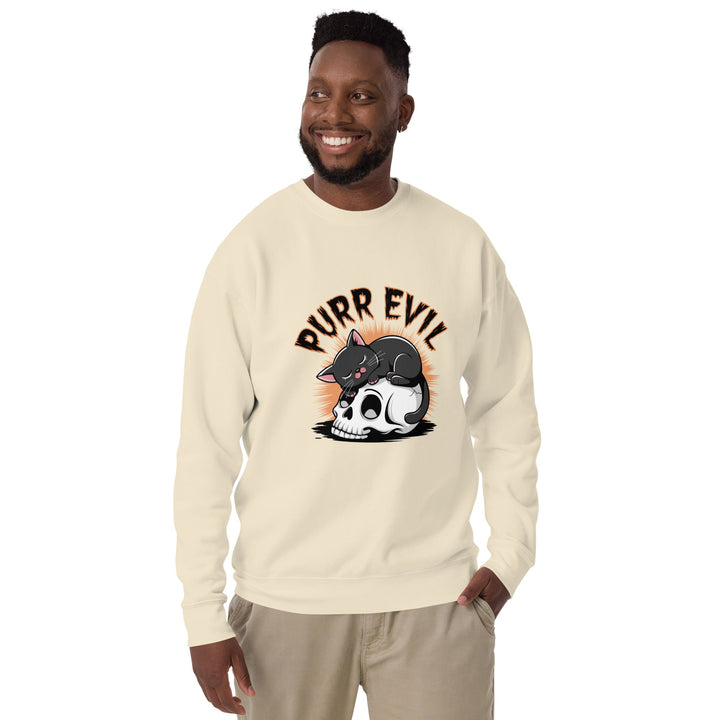 Purr Evil Unisex Premium Sweatshirt - Bone / S - ArtyKoala