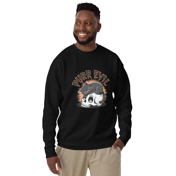 Purr Evil Unisex Premium Sweatshirt - Black / S - ArtyKoala