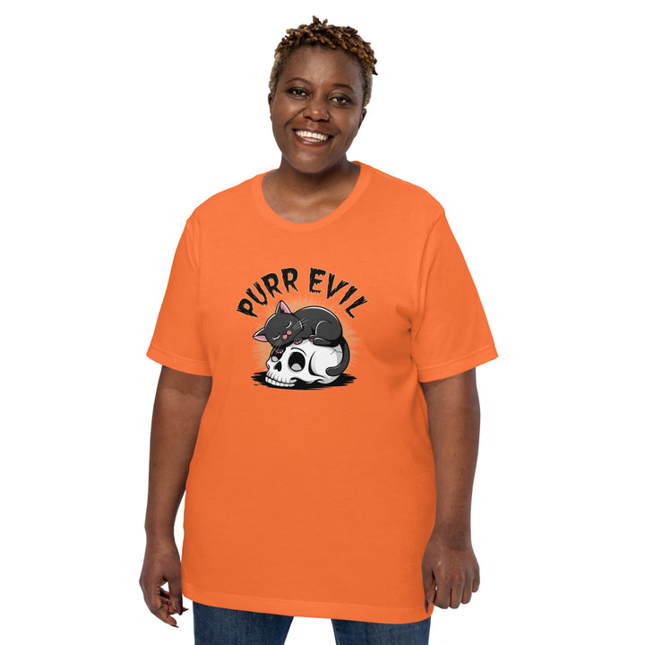 Purr Evil Unisex Premium T-shirt - Orange / XS - ArtyKoala