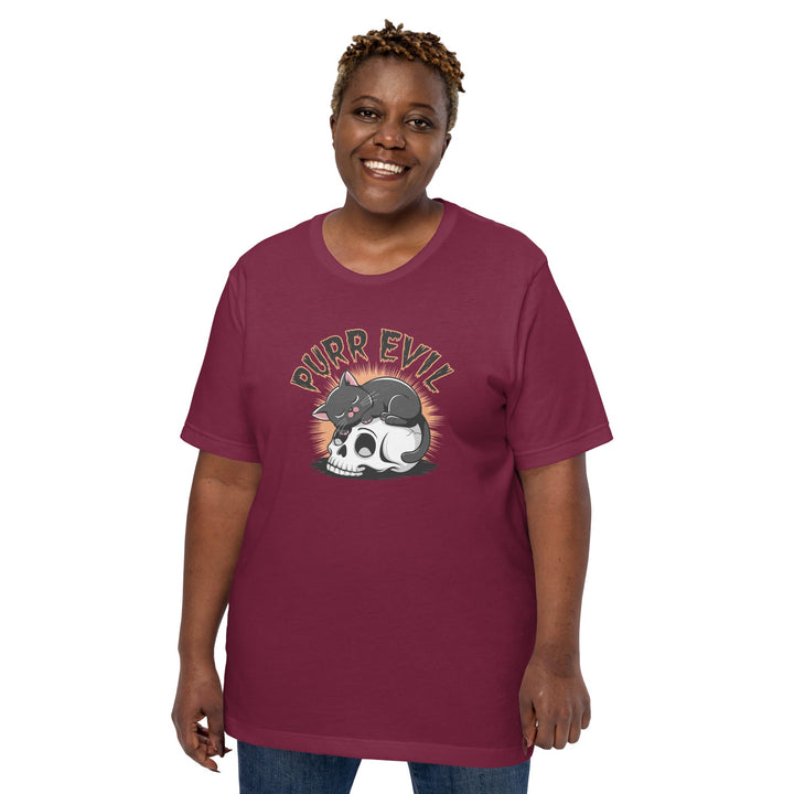 Purr Evil Unisex Premium T-shirt - Maroon / XS - ArtyKoala