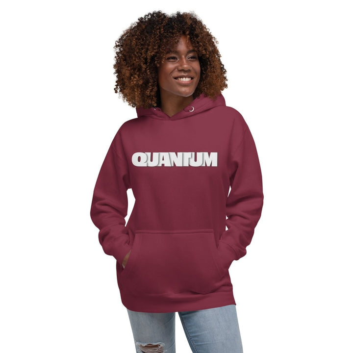 Quantum Typography Graphic Hoodie - Maroon - S - ArtyKoala