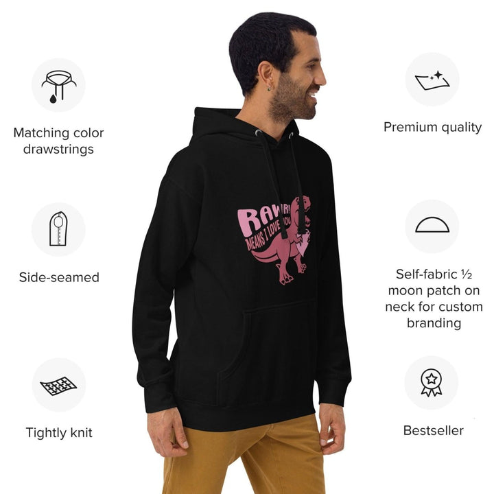 Rawr! Means I Love You Graphic Hoodie - White - S - ArtyKoala