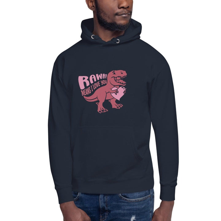 Rawr! Means I Love You Graphic Hoodie - Navy Blazer - S - ArtyKoala