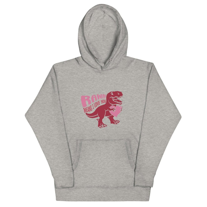 Rawr! Means I Love You Graphic Hoodie - Carbon Grey - S - ArtyKoala