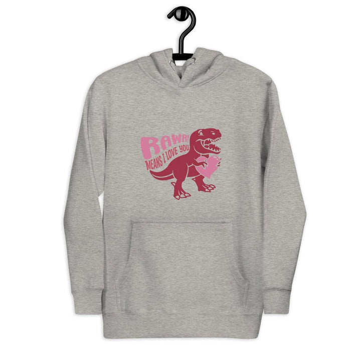 Rawr! Means I Love You Graphic Hoodie - Carbon Grey - S - ArtyKoala