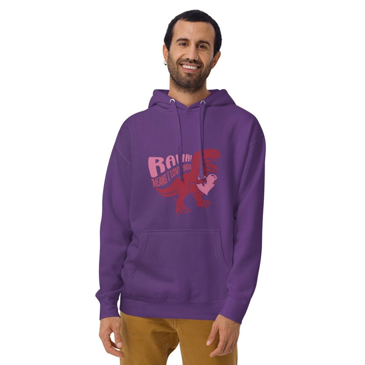 Rawr! Means I Love You Graphic Hoodie - Carbon Grey - S - ArtyKoala