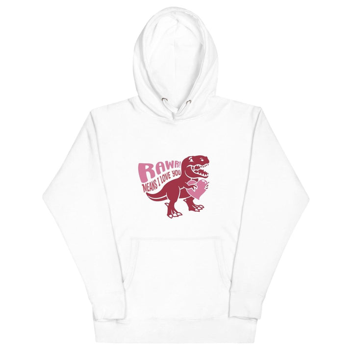 Rawr! Means I Love You Graphic Hoodie - White - S - ArtyKoala