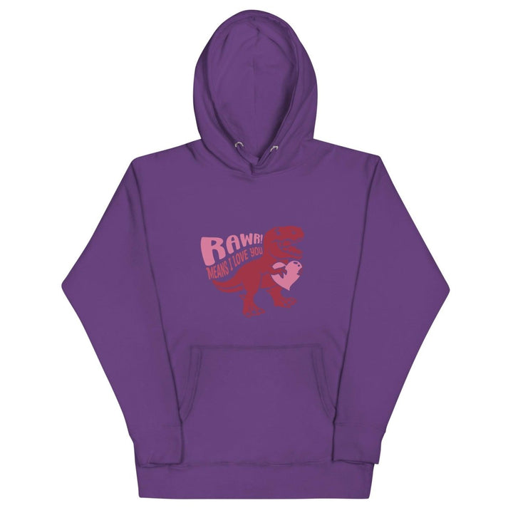 Rawr! Means I Love You Graphic Hoodie - Purple - S - ArtyKoala