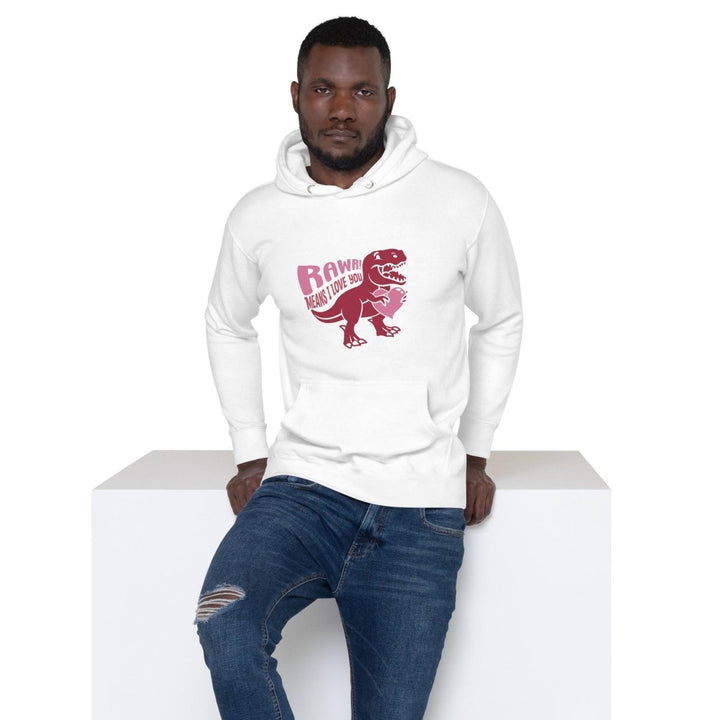 Rawr! Means I Love You Graphic Hoodie - White - S - ArtyKoala