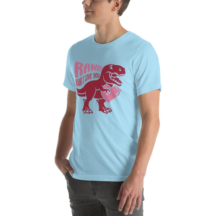 Rawr Means I Love You Graphic Tee - Ocean Blue - S - ArtyKoala