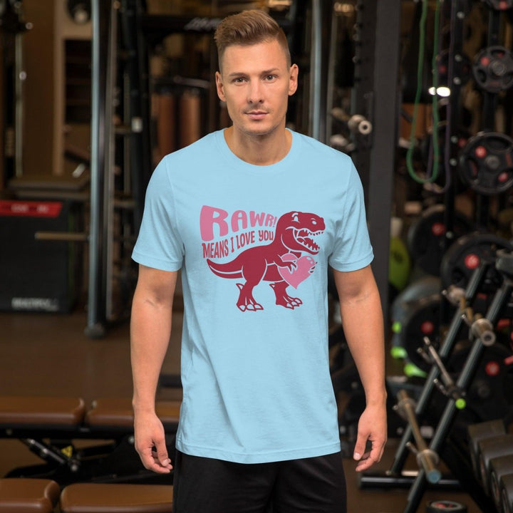 Rawr Means I Love You Graphic Tee - Ocean Blue - S - ArtyKoala