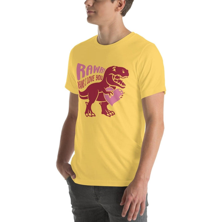 Rawr Means I Love You Graphic Tee - Yellow - S - ArtyKoala