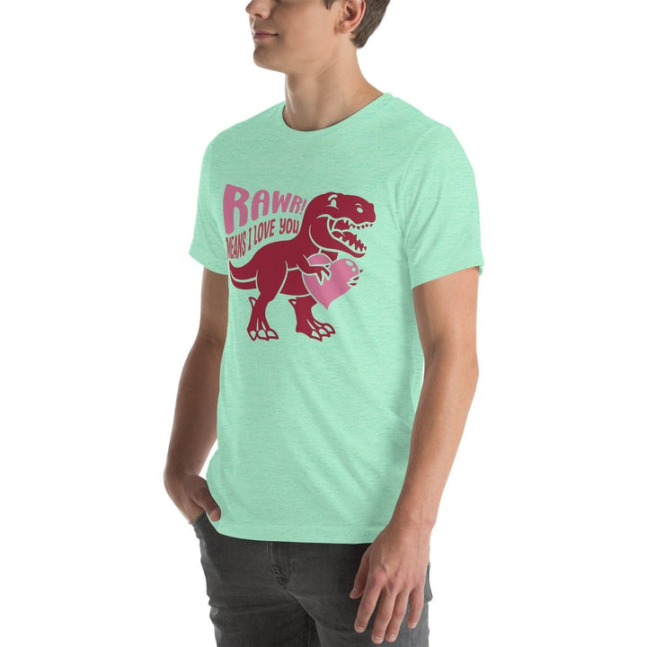 Rawr Means I Love You Graphic Tee - Heather Mint - S - ArtyKoala
