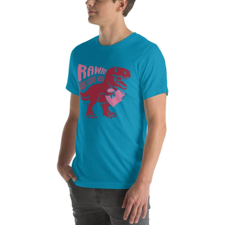 Rawr Means I Love You Graphic Tee - Aqua - S - ArtyKoala