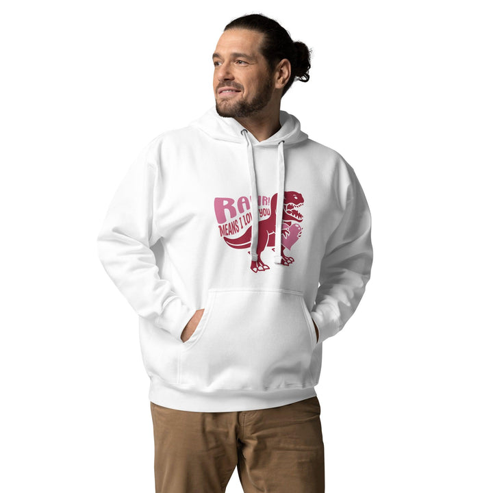 Rawr! Means I Love You Man Hoodie - White / S - ArtyKoala