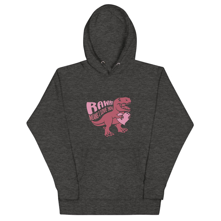 Rawr! Means I Love You Man Hoodie - Charcoal Heather / S - ArtyKoala