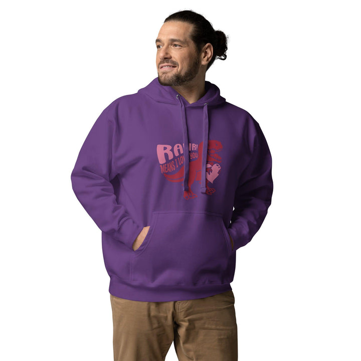 Rawr! Means I Love You Man Hoodie - Purple / S - ArtyKoala