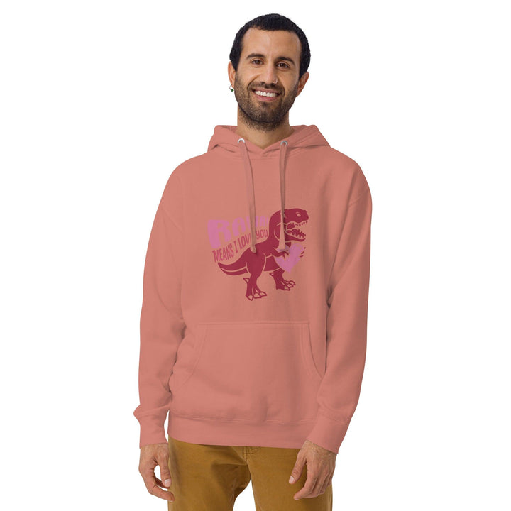 Rawr! Means I Love You Man Hoodie - Dusty Rose / S - ArtyKoala