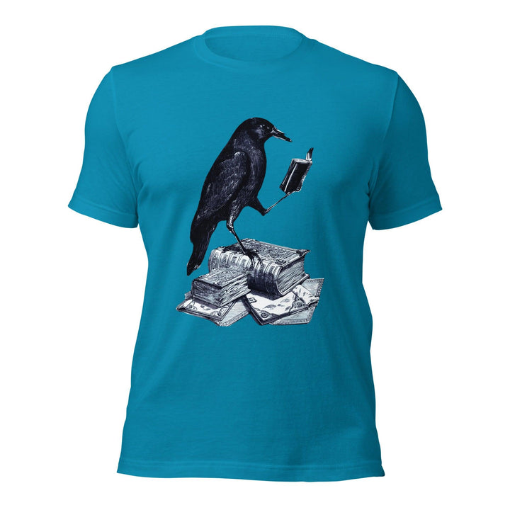 Reading crow Man t-shirt - Aqua / S - ArtyKoala