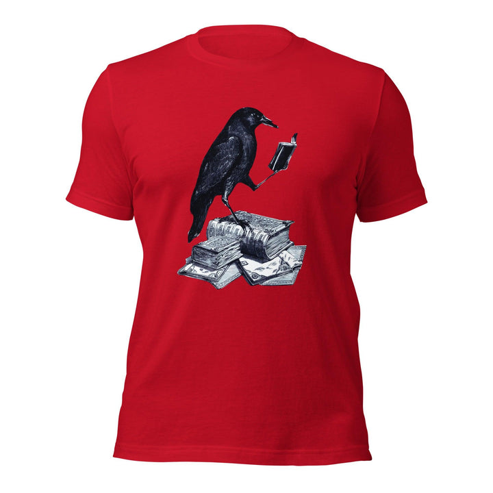 Reading Crow Man t-shirt - Red / S - ArtyKoala