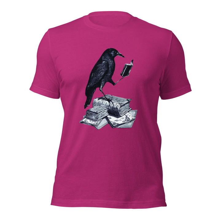 Reading Crow Man t-shirt - Berry / S - ArtyKoala