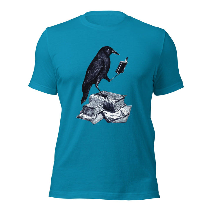 Reading Crow Man t-shirt - Aqua / S - ArtyKoala