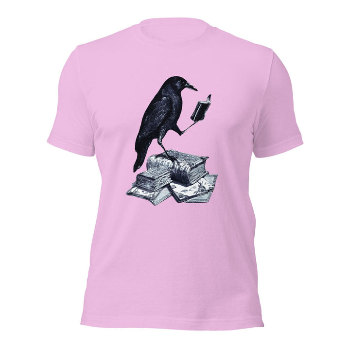 Reading Crow Man t-shirt - Lilac / S - ArtyKoala