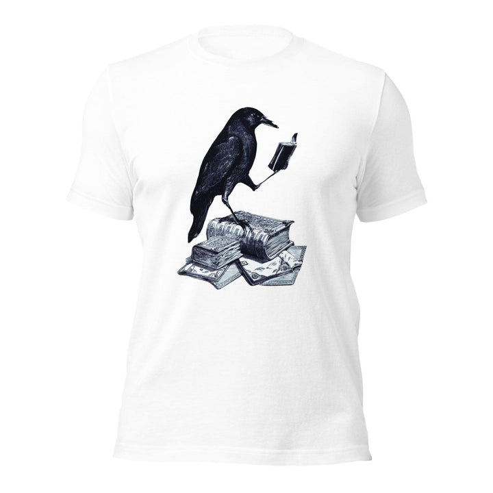 Reading Crow Man t-shirt - White / S - ArtyKoala