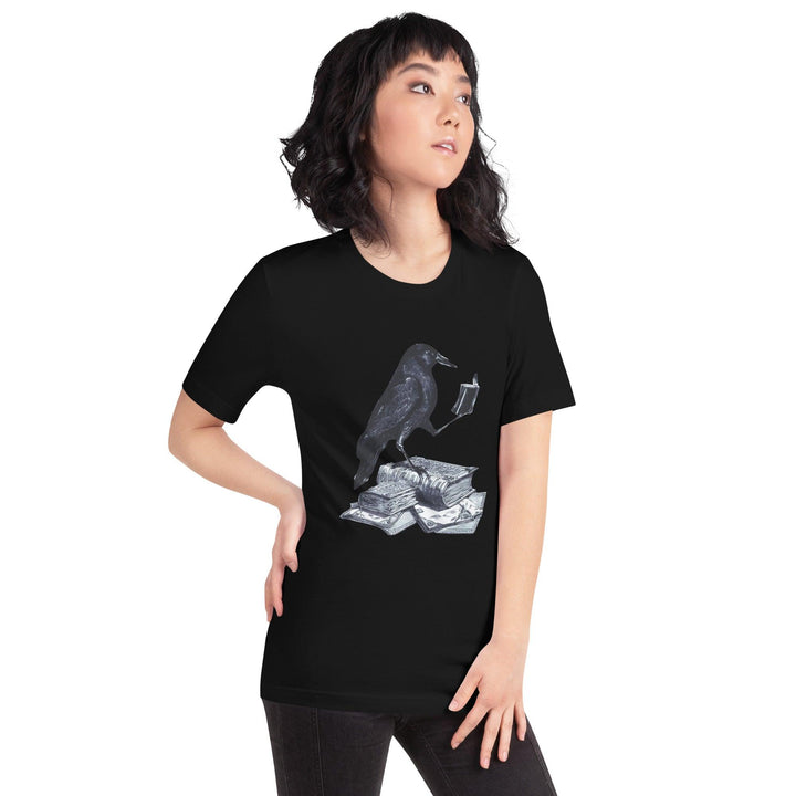 Reading Crow Woman t-shirt - ArtyKoala