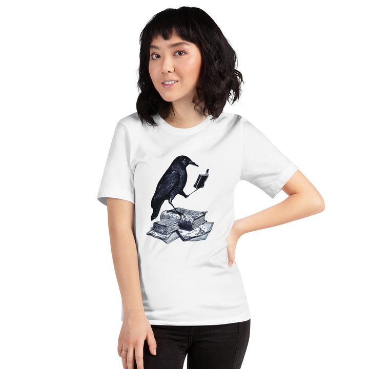 Reading Crow Woman t-shirt - ArtyKoala