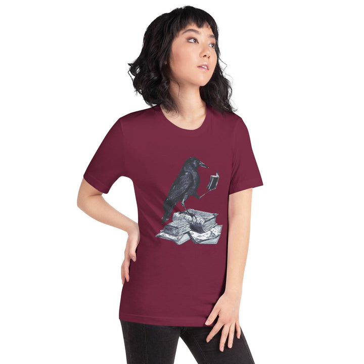 Reading Crow Woman t-shirt - ArtyKoala