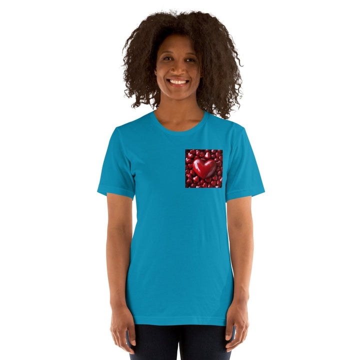 Red Hearts Graphic Tee - Aqua - S - ArtyKoala
