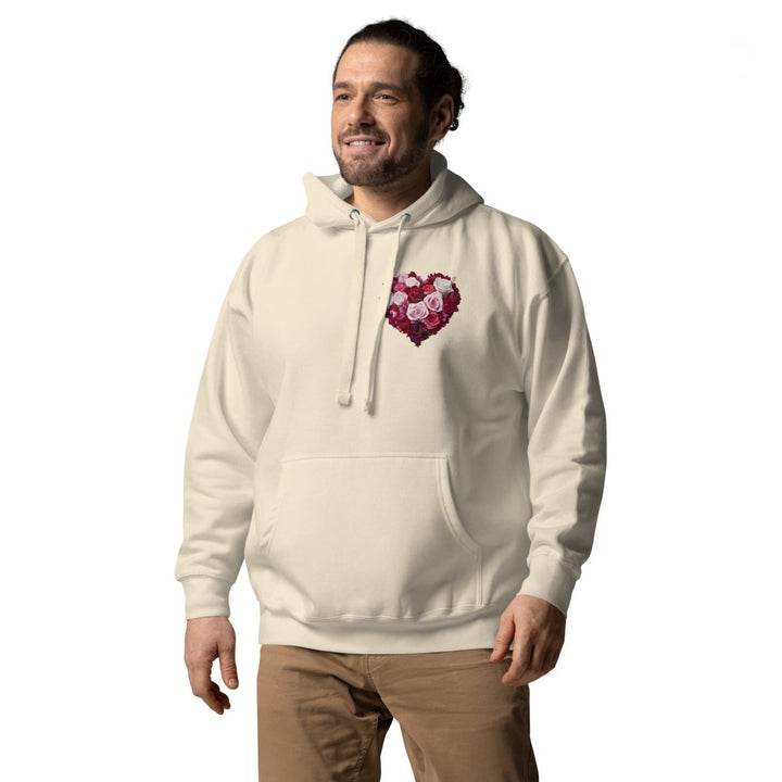 Red Roses Heart Graphic Hoodie - Bone - S - ArtyKoala