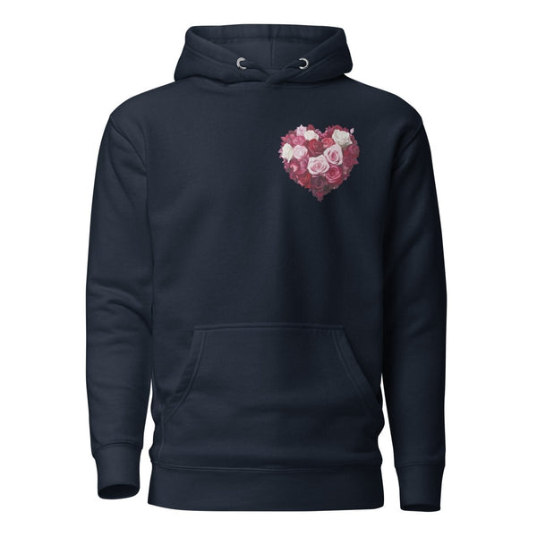 Red Roses Heart Graphic Hoodie - Navy Blazer - S - ArtyKoala