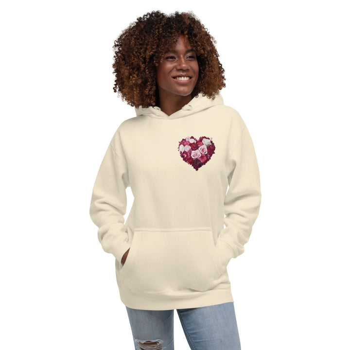 Red Roses Heart Graphic Hoodie - Bone - S - ArtyKoala