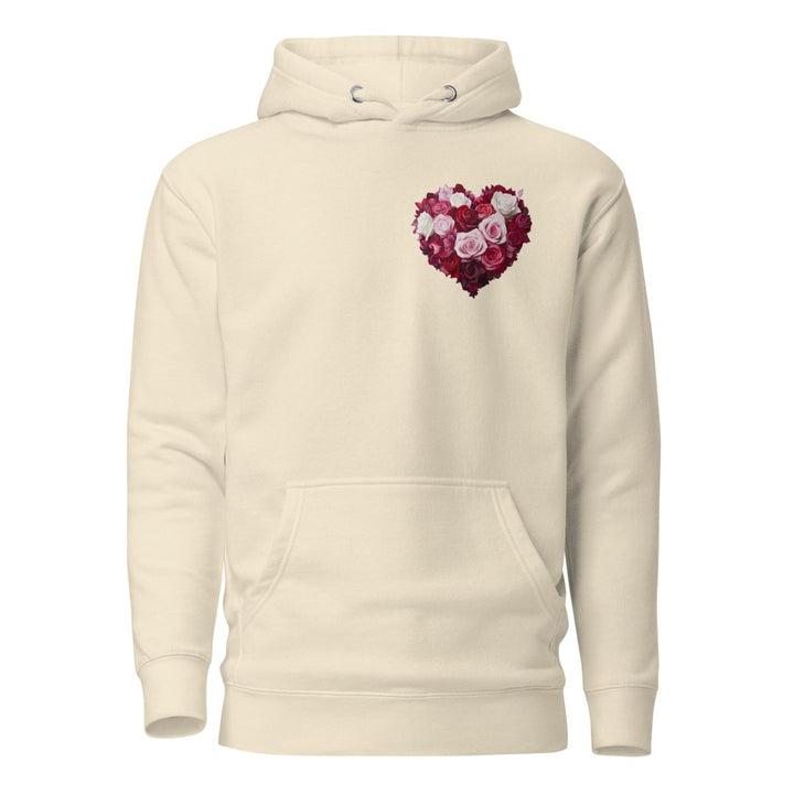 Red Roses Heart Graphic Hoodie - Bone - S - ArtyKoala