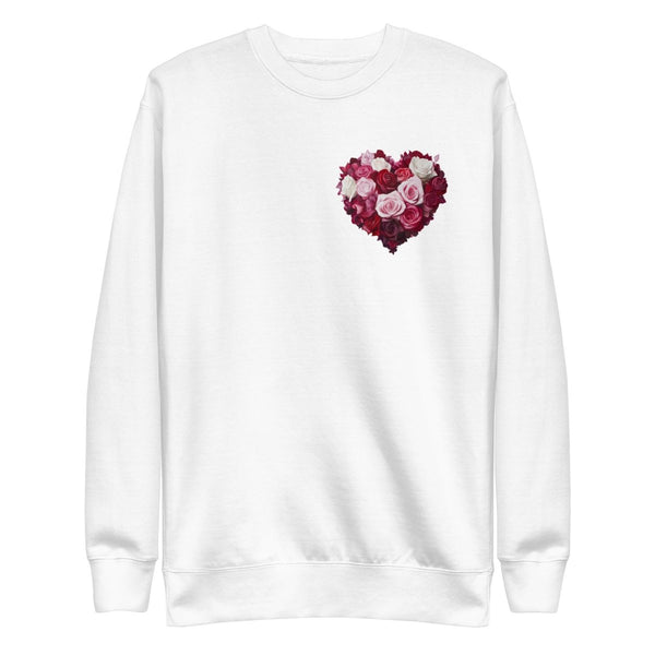 Red Roses Heart Graphic Sweatshirt - White - S - ArtyKoala