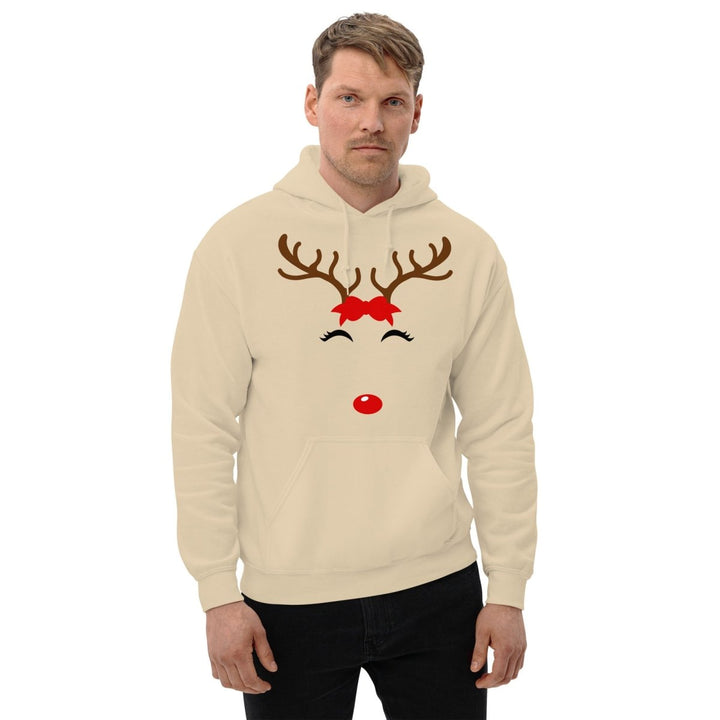 Reindeer Name Graphic Hoodie - Sand - S - ArtyKoala