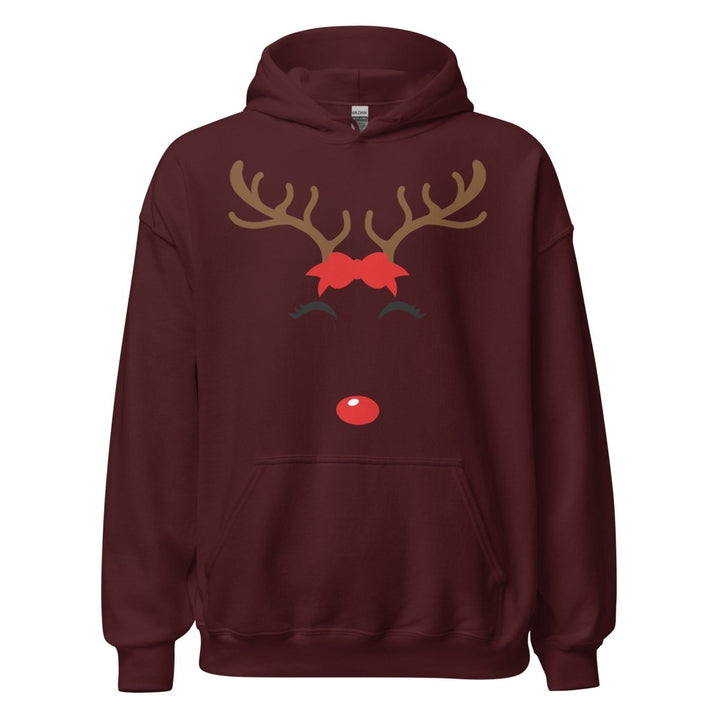 Reindeer Name Graphic Hoodie - Maroon - S - ArtyKoala