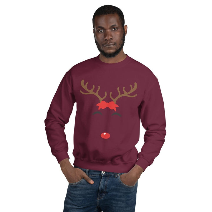 Reindeer Name Graphic Sweatshirt - Maroon - S - ArtyKoala