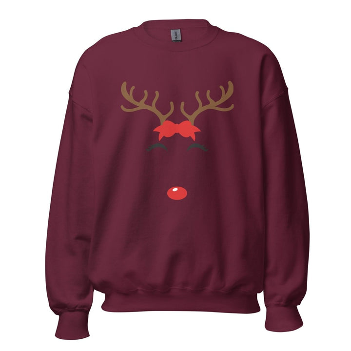 Reindeer Name Graphic Sweatshirt - Maroon - S - ArtyKoala
