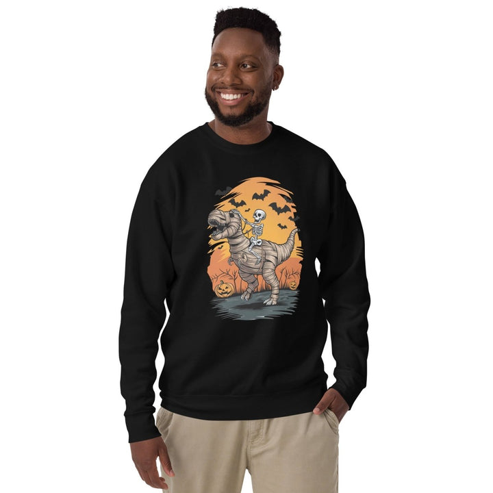 Ride on A Dinosaur Cotton Graphic Sweatshirt - Vintage Black - S - ArtyKoala