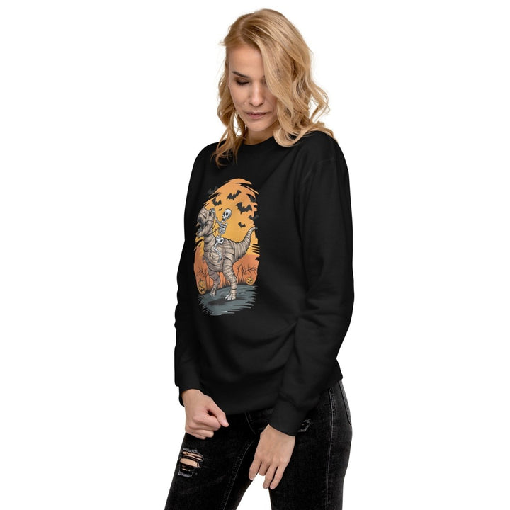 Ride on A Dinosaur Cotton Graphic Sweatshirt - Vintage Black - S - ArtyKoala