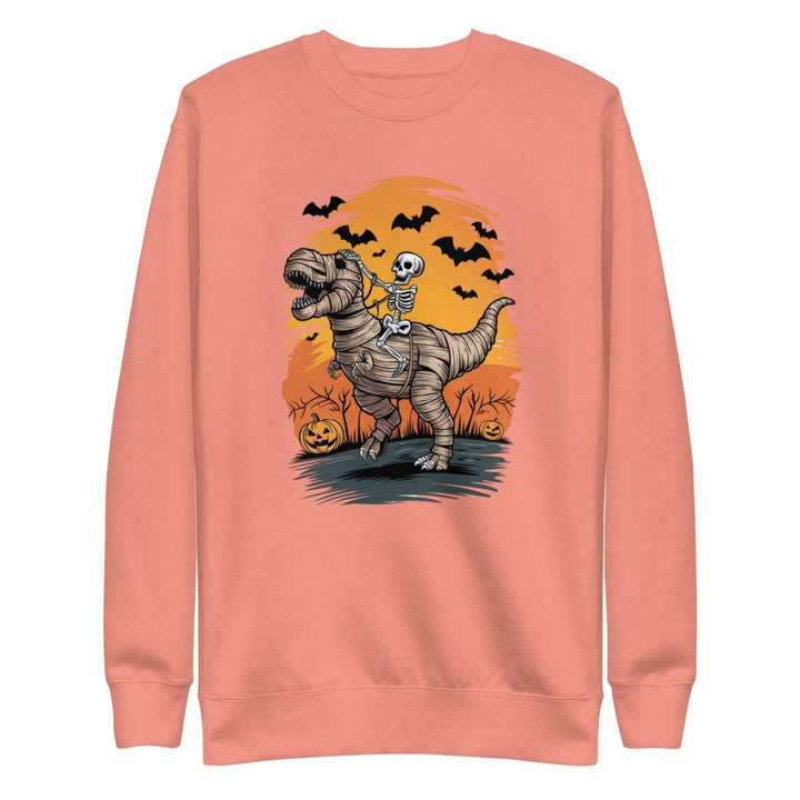 Ride on A Dinosaur Cotton Graphic Sweatshirt - Dusty Rose - S - ArtyKoala