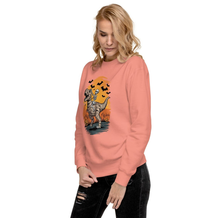 Ride on A Dinosaur Cotton Graphic Sweatshirt - Vintage Black - S - ArtyKoala