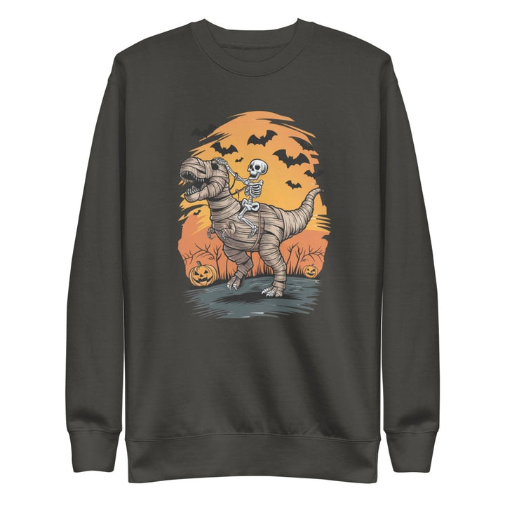 Ride on A Dinosaur Cotton Graphic Sweatshirt - Vintage Black - S - ArtyKoala